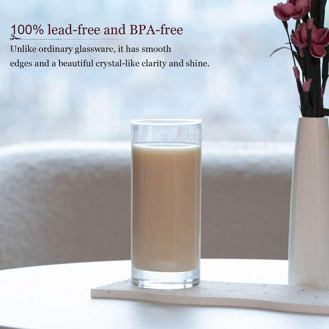 Drinking Glasses Set of 8, 16oz Glass Cups, Kitchen Highball Glasses for Beer, Juice and Cocktail, Collins Water Glasses for Bar Glassware, Unique Gifts for Christmas - Image 4