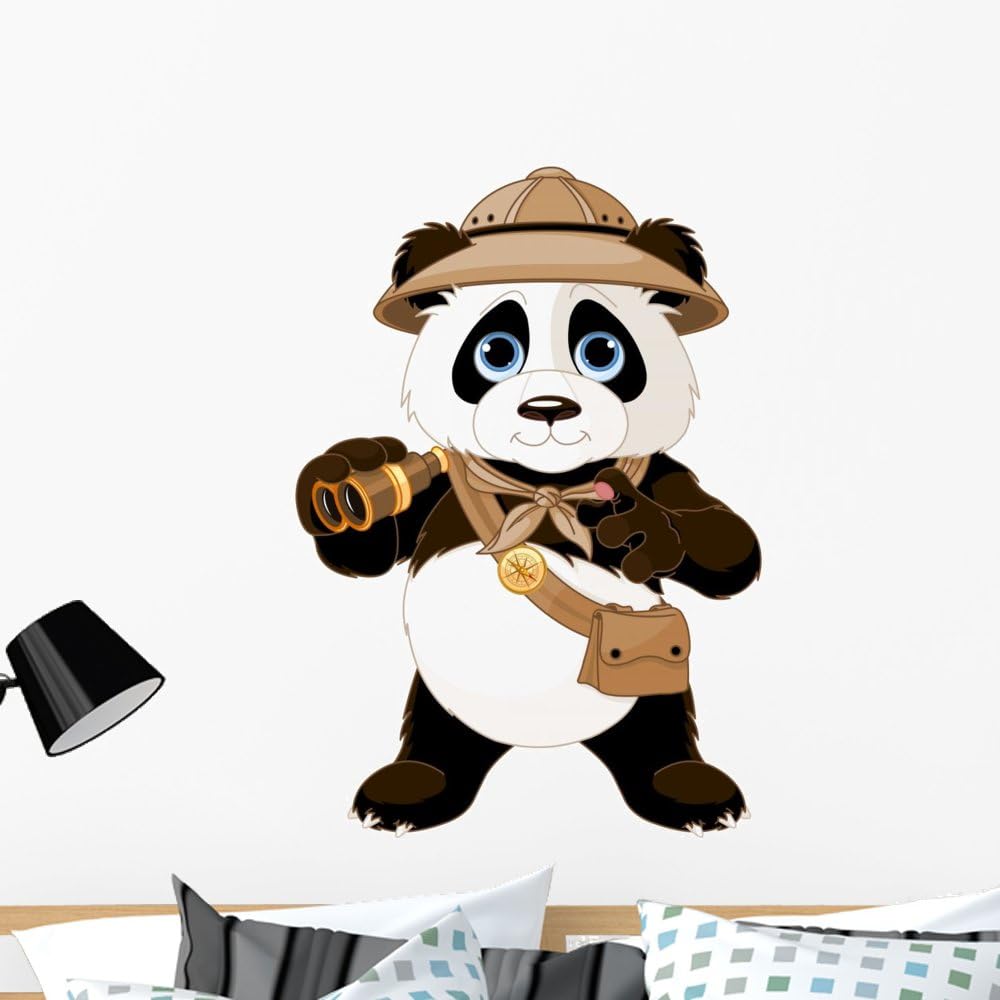 Wallmonkeys FOT-77845501-36 WM131406 Panda Safari Explorer Peel and Stick Wall Decals, 36" H x 31" W-Large