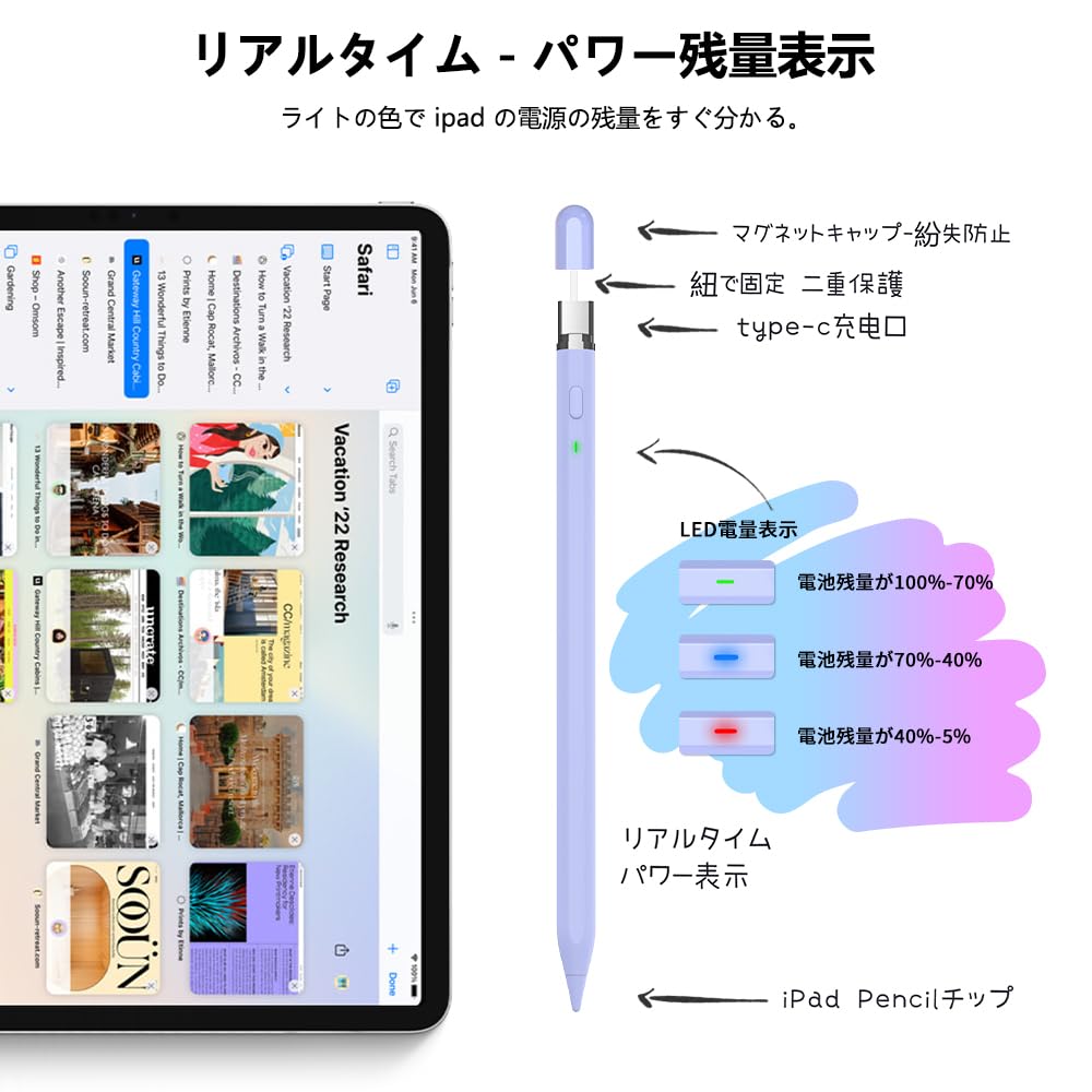 Amazon | タッチペン ipad ペンシル KIROSA【2023新次元 ipadから充電 