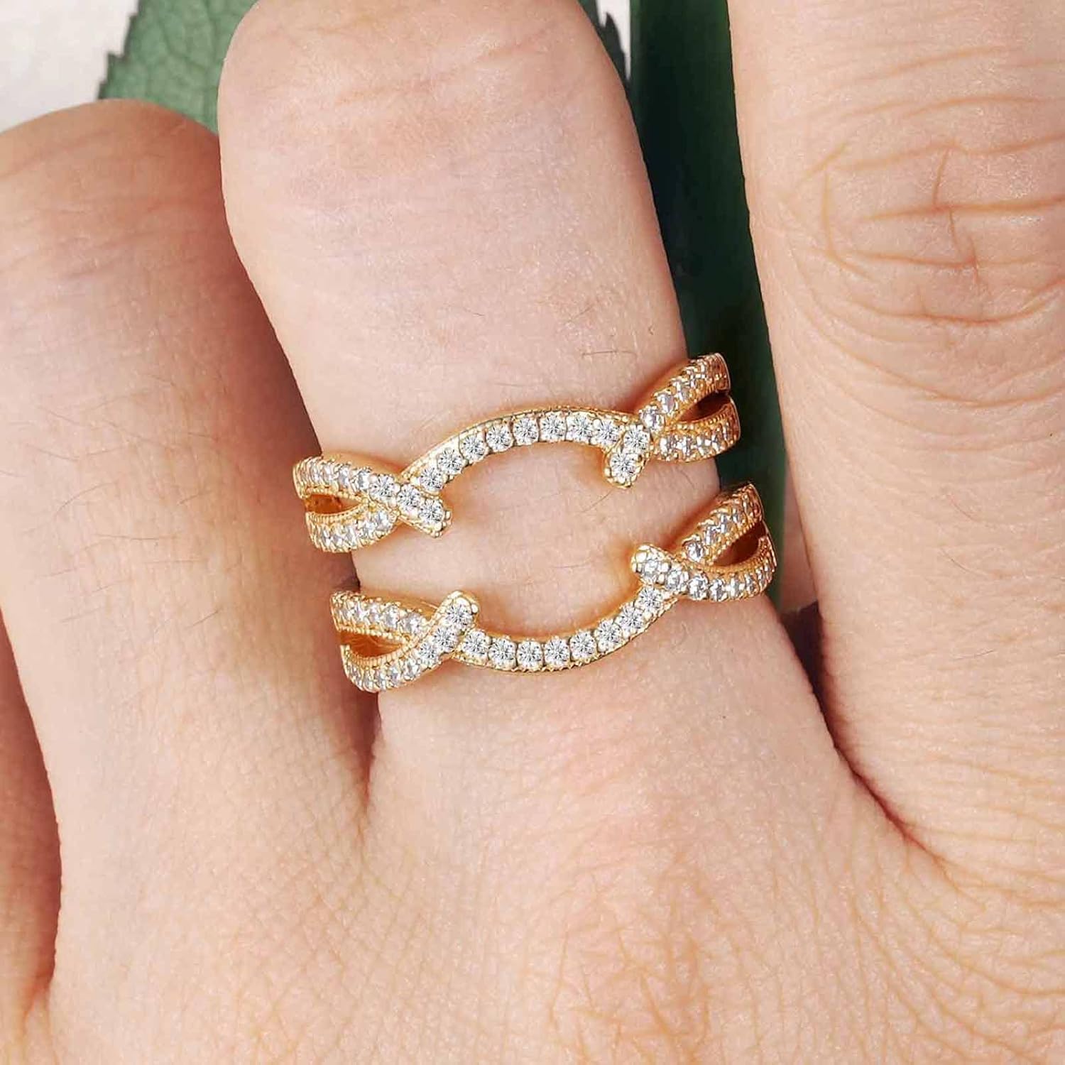 Vintage Ring Enhancer for Engagement Rings Fancy Infinity Stackable Wedding Band Ring Guard 925 Sterling Silver Round Cubic Zirconia Cz Size 5-10 - Image 5