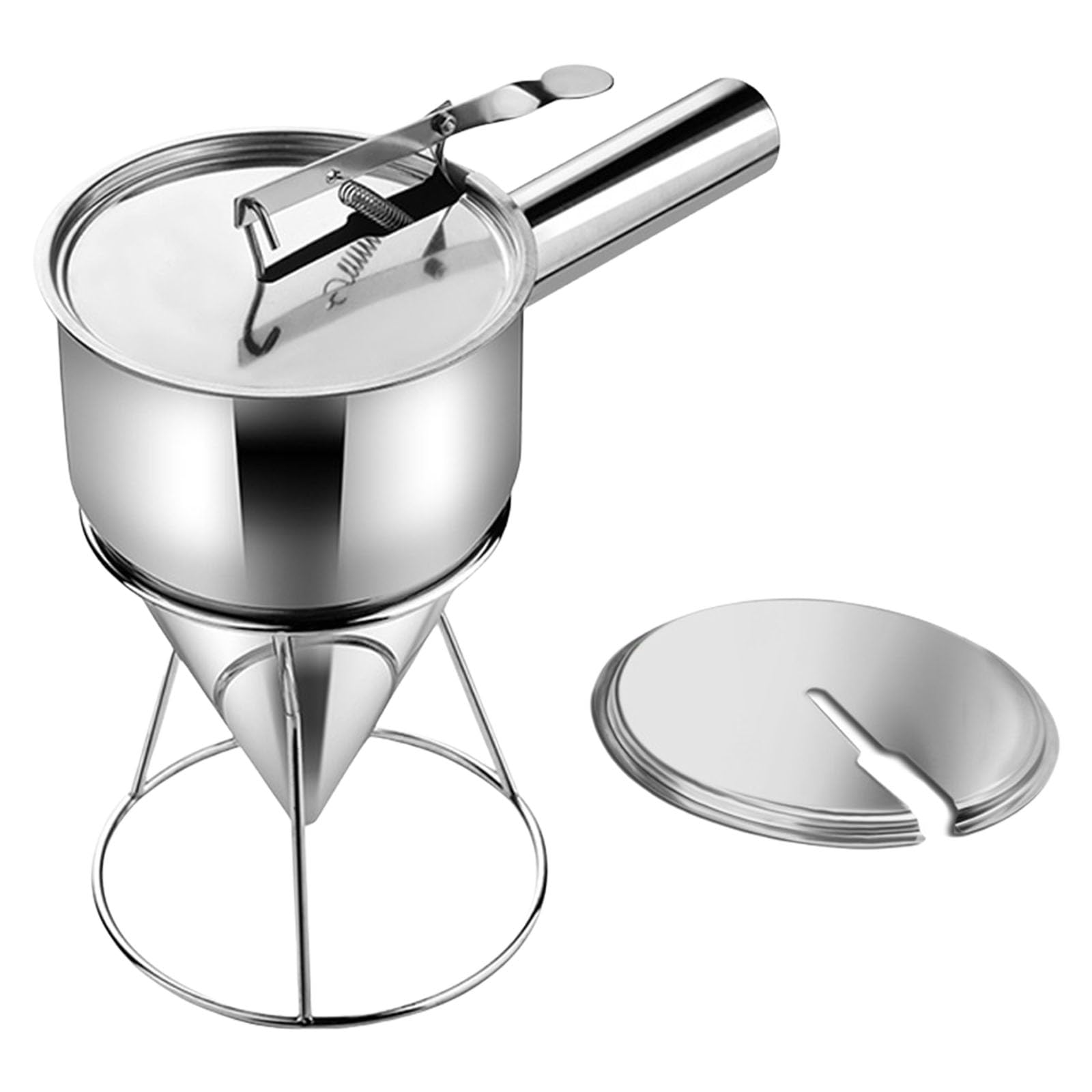 Kalttoy Rusts Resistant Stainless Steel Funnel Dispenser Efficient Kitchen Funnel for Takoyaki Safe and with Handle Restaurant Kitchen