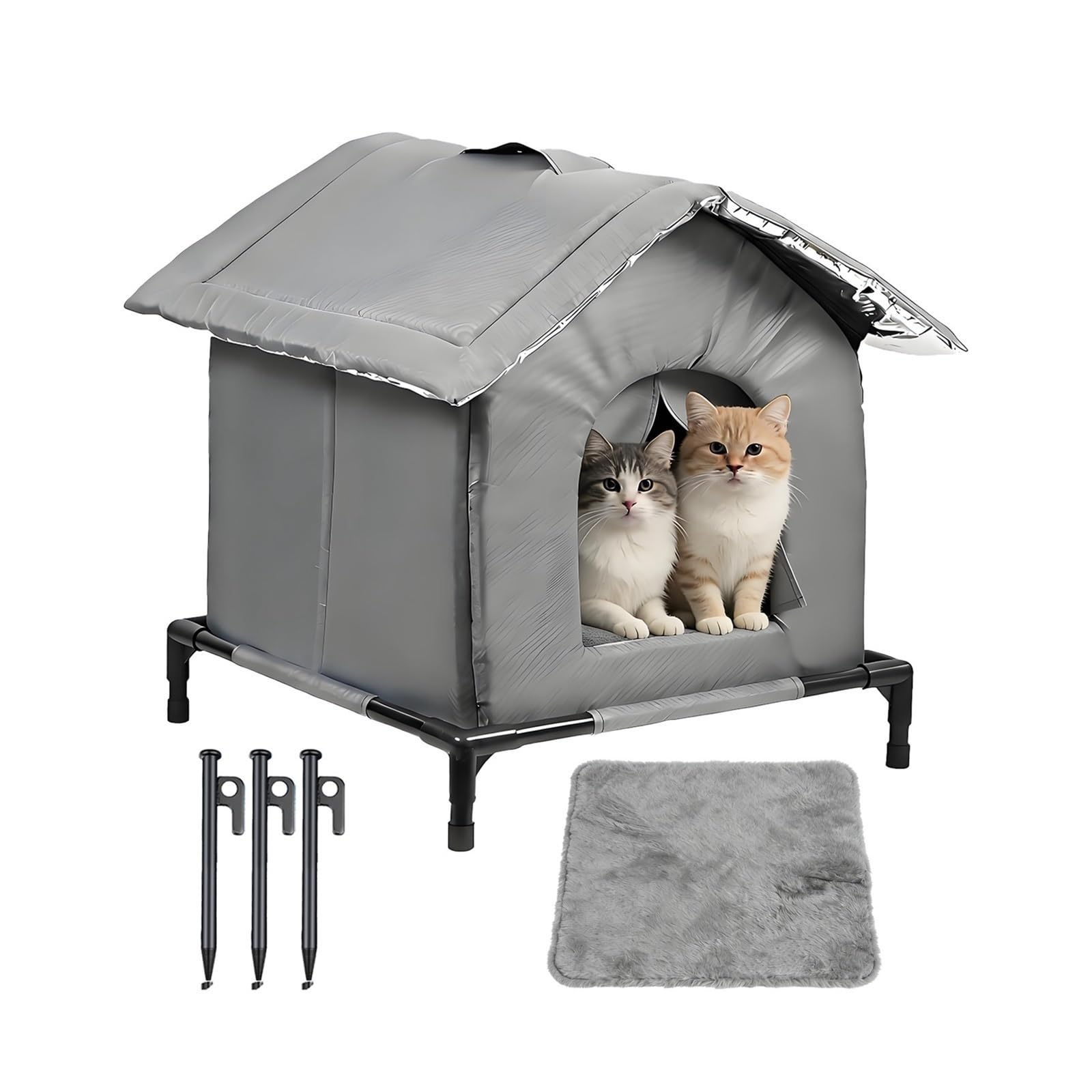 Niche pour chat extérieur étanche pour le jardin et la grange avec coussin amovible