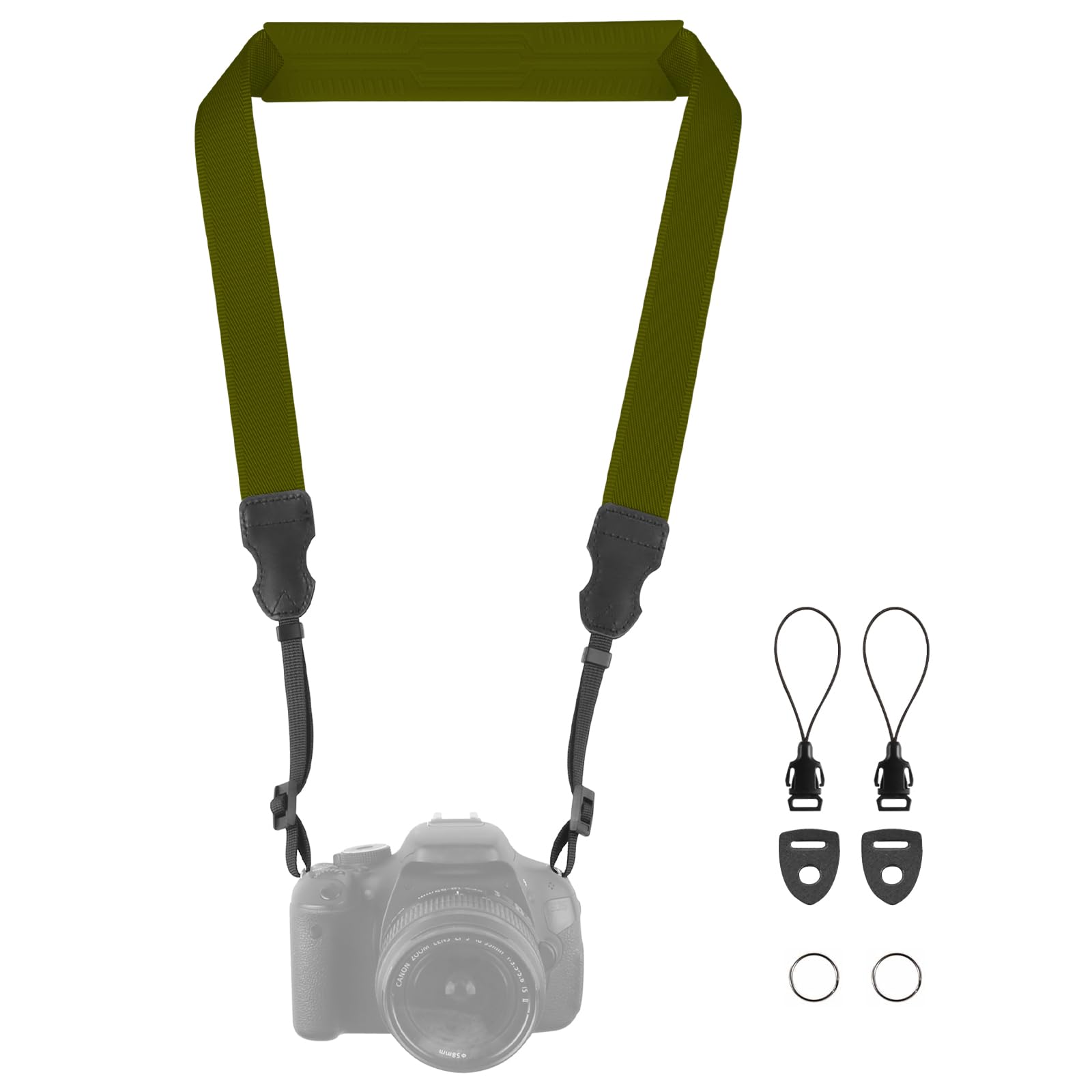 FIEIL Neck Strap Silicone Camera Straps - Padded Camera Strap, 1.5" Wide Adjustable Nylon Shoulder Strap - Compatible with Canon, Nikon, Sony, and