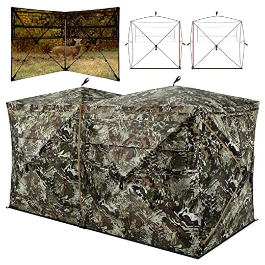 TIDEWE Hunting Blind See Through 3-in-1 with Carrying Bag, 4-6 Person Pop Up Ground Blinds 270 Degree, Portable Removable Hunting Tent for Deer & Turkey Hunting (Veil Rush)