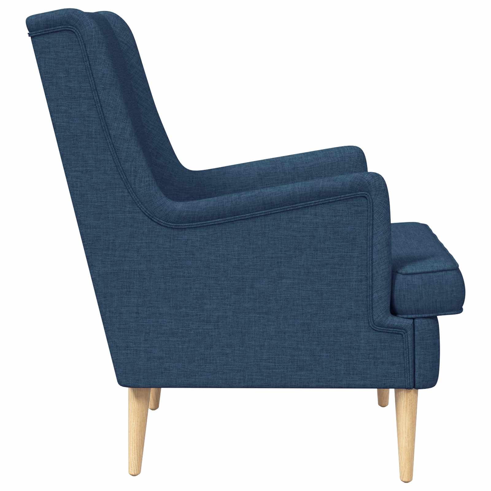 Sillón moderno de tela azul con marco de madera y metal, diseño ergonómico, giratorio y ajustable, ideal para salón, dormitorio u oficina, relajante y elegante