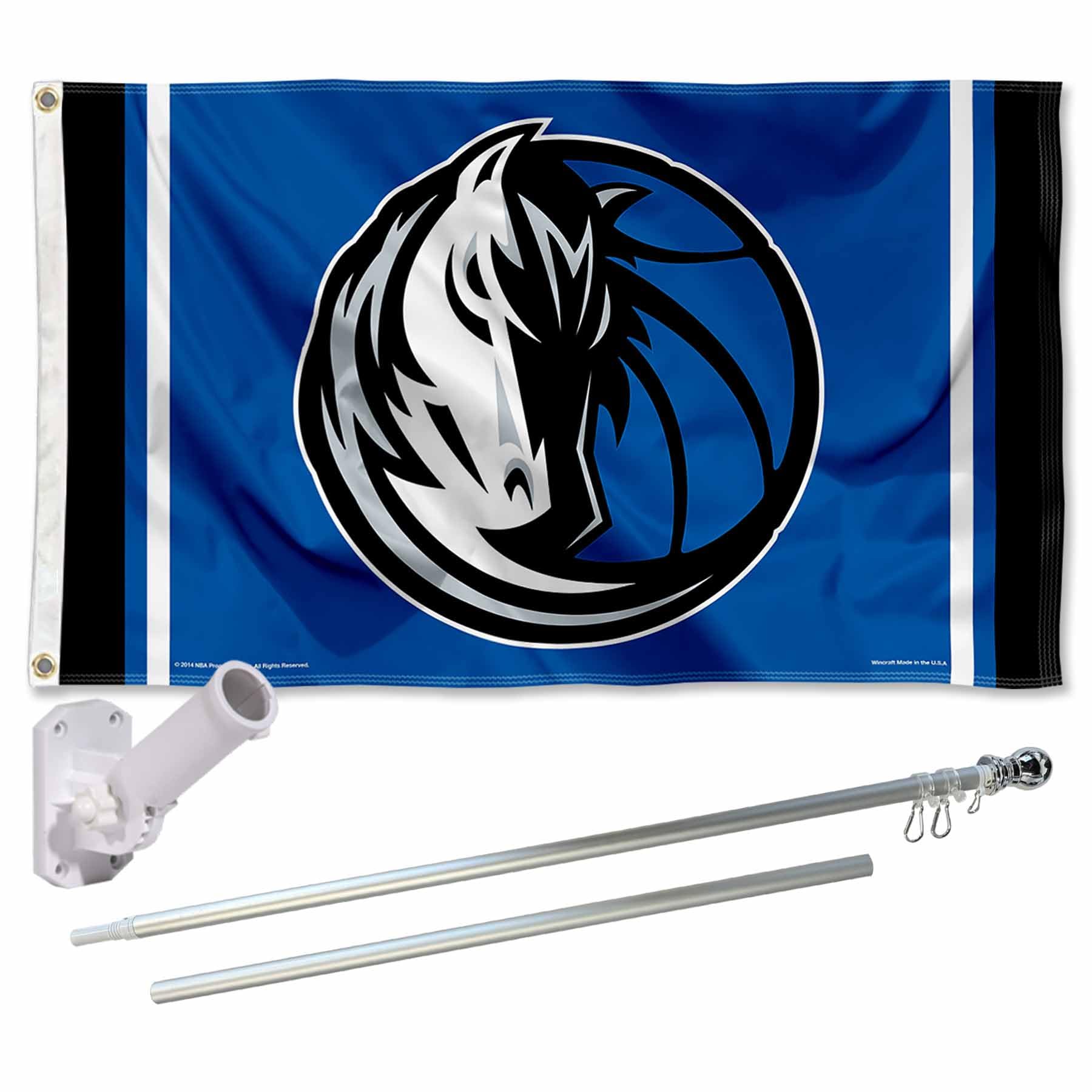 WinCraft Dallas Cowboys 3x5 Foot Team Flag Pole & Bracket Kit – Includes 6ft Spinning Pole, Adjustable Mount, Officially Licensed