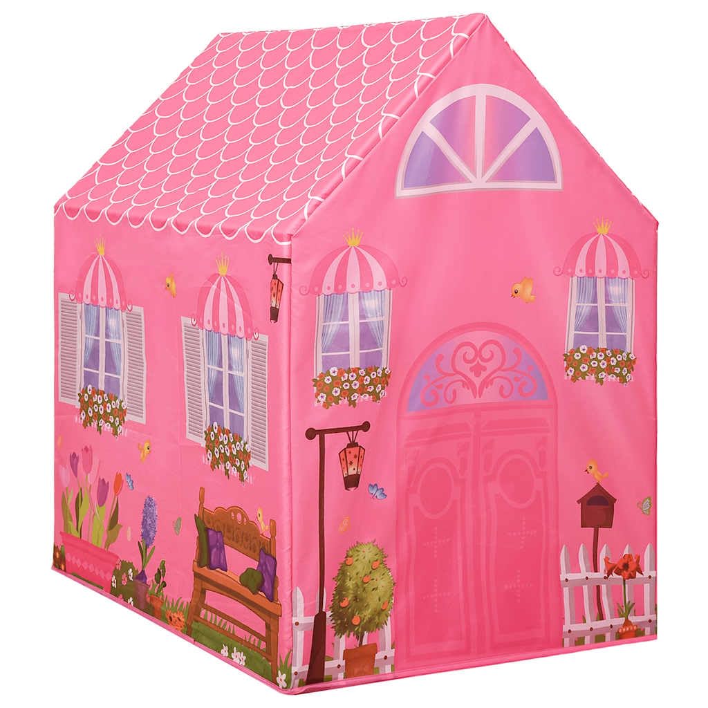 Kinder Spielzelt mit 250 Bällen Rosa 69 x 94 x 104 cm Polyester PVC PE Schloss Burg Design für drinnen draußen Garten Park Camping Fantasieabenteuer
