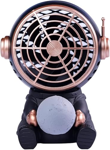 Miniatura 1 de Mini ventilador portátil de astronauta de dibujos animados, lindo ventilador de escritorio recargable con luz de bolsillo personal, luz nocturna