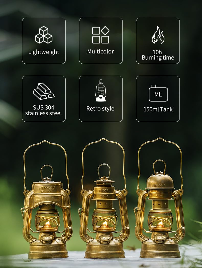 Thous Winds Outdoor Paraffin Lamp Lantern, Hurricane Camping Oil Light, Weatherproof Kerosene Lamp with Stainless Steel, Brass Finish - Image 2