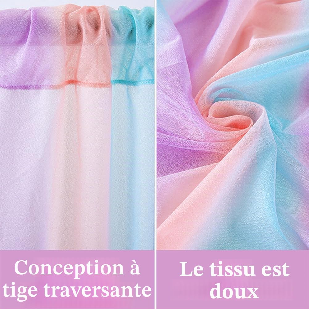 Rideaux voilés Arc-en-Ciel avec lumières pour Chambre à Coucher/fête à thème, Rideaux voilés à Passe-Tringle, 84 Pouces de Long, 2 Panels/Style B