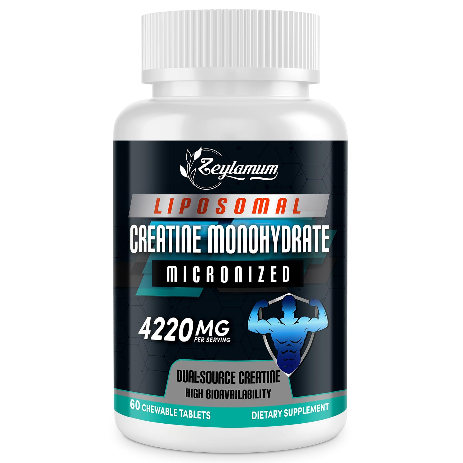 Creatine Monohydrate Micronized 4220 MG, High Absorption, With Dual Source Creatine & Mineral, Creatine for Men & Women, Made in USA, Vegan Creatine, Creatine Supplement, Sugar Free, 60 Counts