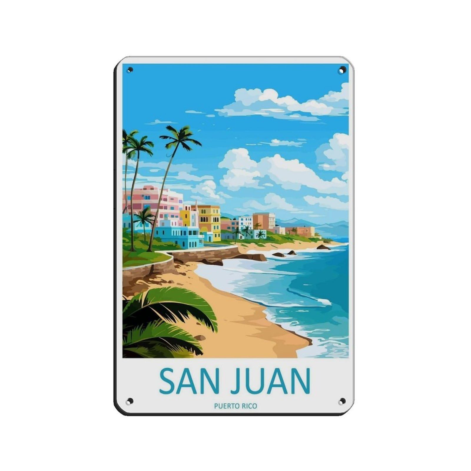 San Juan Travel Art Caribbean Travel Poster (2) Tin Sign Vintage Metal Pub Club Cafe Bar Home Wall Art Decoration Poster Retro 8x12inch(20x30cm)
