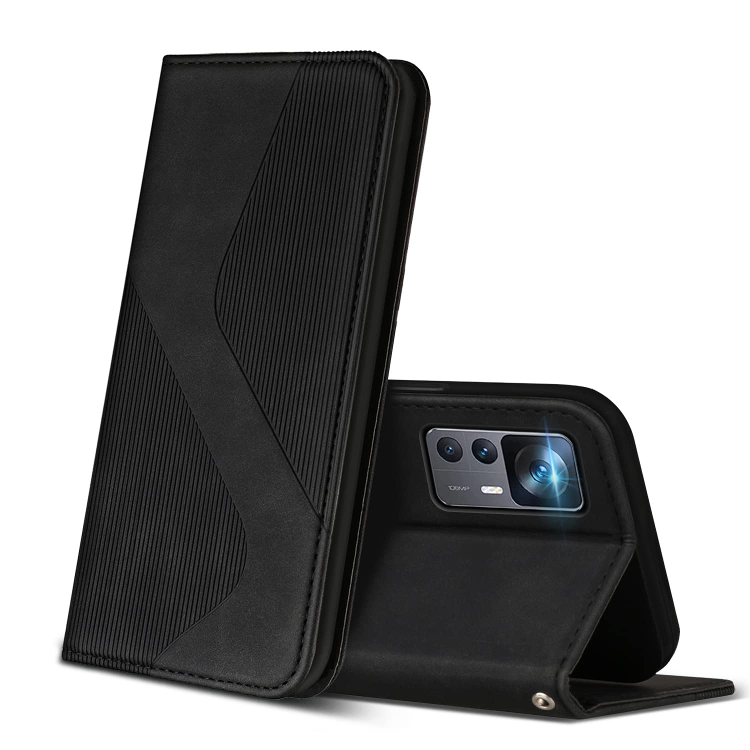 Custodia A Libro Con Portafoglio Per Xiaomi 12T Pro, Pelle PU Rossa Con Supporto E Slot Per Carte - 2
