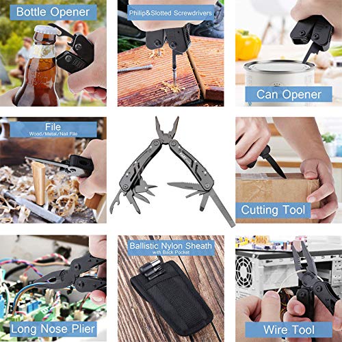 FARI Multitool Pliers, 21 In 1 Pocket Knife Folding Multi-tool Kit for Men and Women, Handy Gifts Pocket Tool for Backpacking, Camping, Hiking, Hunting, Fishing