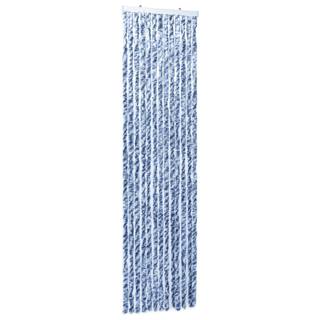 Mosquitera para puerta, se puede quitar en cualquier momento, color azul, blanco y plateado, 56 x 185 cm, chenilla