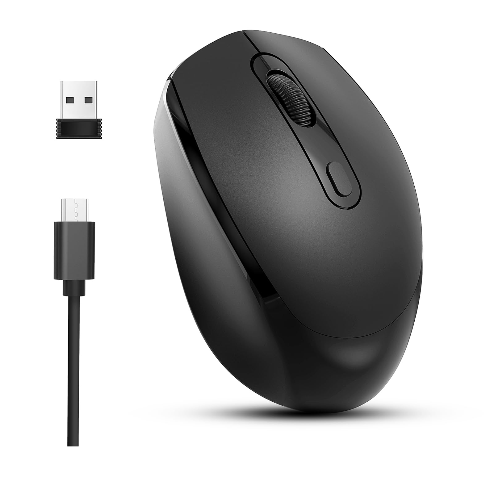 Wireless Mouse, Dual Mode 2.4G/BT5.1 Gaming Mouse, 12000 DPI Rechargeable Computer Mouse, Lightweight 70g, Ergonomic Silent Mice for Laptop/PC/Mac/Tablet (Black)