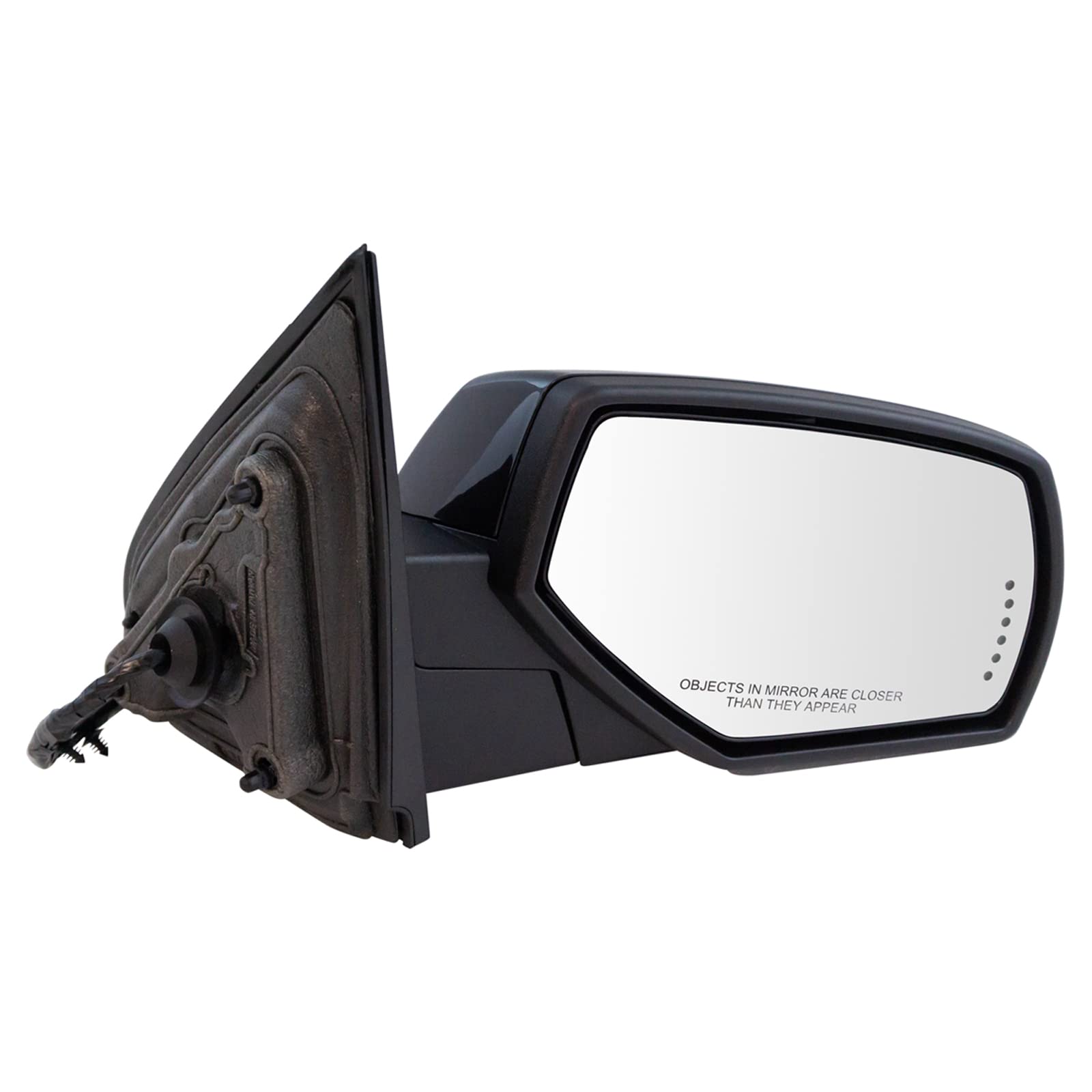 TRQ Right Mirror Power, Power Folding, without Temperature Sensor, with Reverse Gear Tilt-Down, with Black Cover Passenger Side Compatible with 14-19