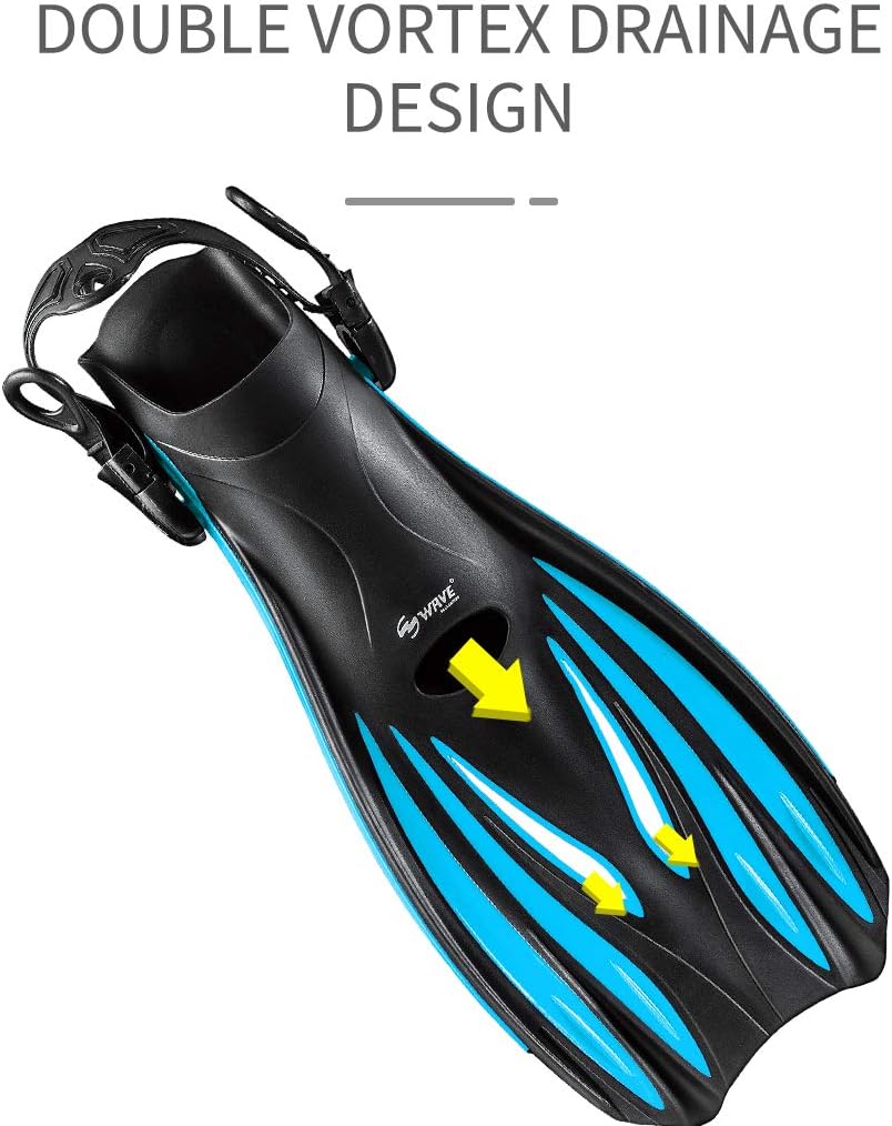 Snorkel Fins, Diving Fins Swim Fins Short Swim Flippers for Training Adjustable Buckles Open Heel Scuba Diving Fins Travel Size for Men Women Kids Adult : Sports & Outdoors