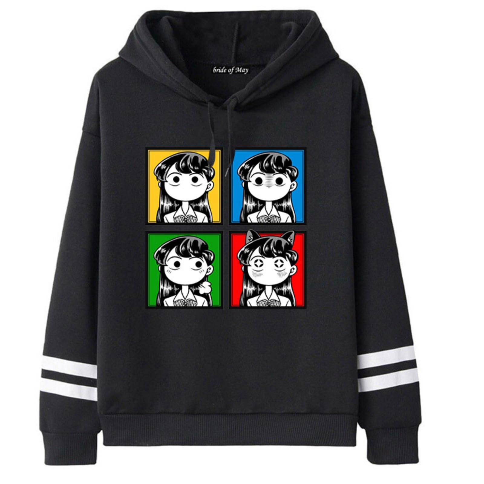 Cutte Unisex Black 1 Komi Can't Communicate Hoodie - Komi Shouko Graphic Print, Casual Anime Sweatshirt (,L)