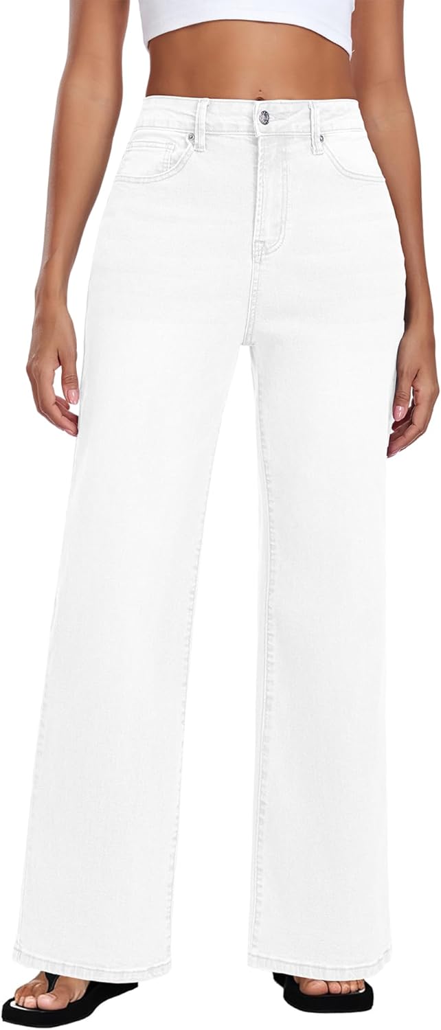 MARIASHA Women's High Waisted Straight Leg Jeans Baggy Stretch Denim Pants