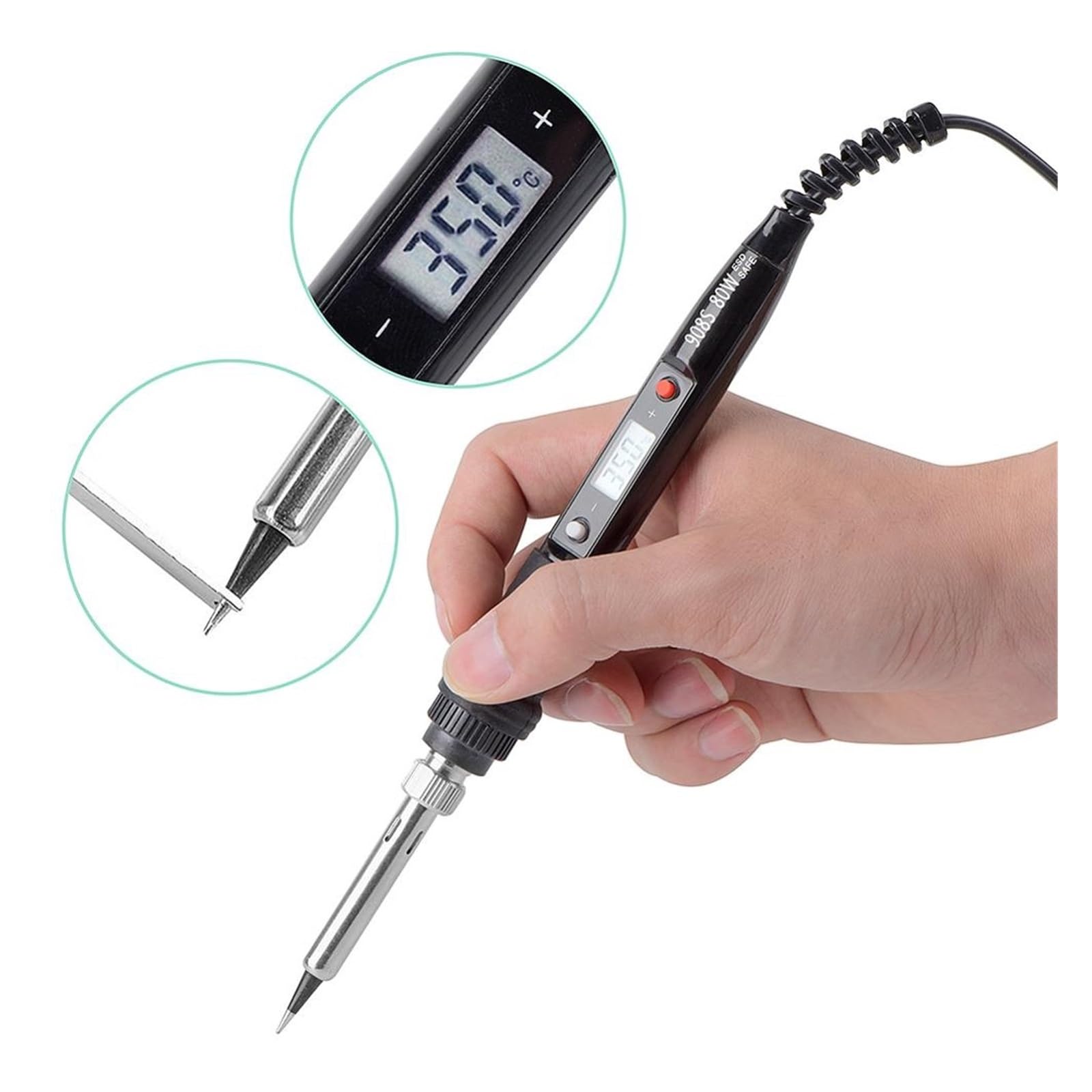 Kit Saldatore Elettrico - 80W, Display Digitale LCD, Temperatura Regolabile, Riscaldamento Rapido, Controllo Preciso per Saldatura e Riparazione