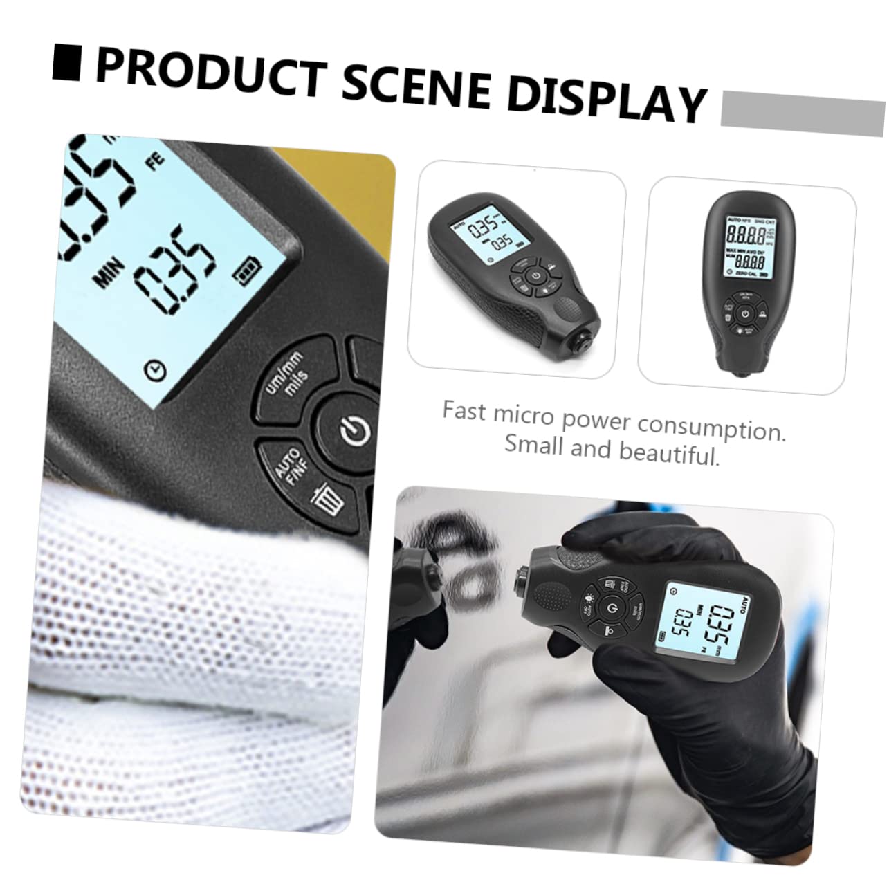 FUNOMOCYA Auto Paint Coating Tester Paint Depth Gauge Mini Digital Thickness Meter for Automotive Coating