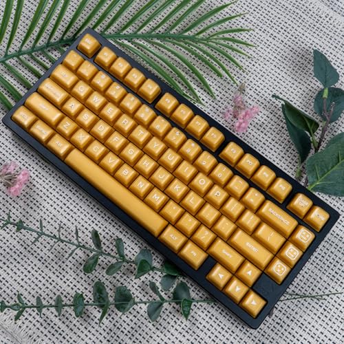 Image of Sumgsn 142 Keys PBT Doubleshot Transluent Keycaps Yellow SA Profile Keycaps Set Fit for 61 /64 /87 /104 /108 Cherry Mx Switches Mechanical Keyboard