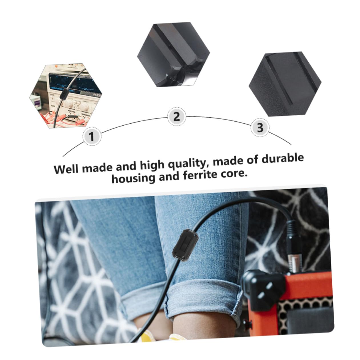 Veemoon Anneaux de Ferrite Noirs 40 Pcs, Filtres Anti-parasites à Noyau en Ferrite de Zinc-nickel, Mini Forme Clip-on pour Câbles Électriques et Appareils Électroménagers