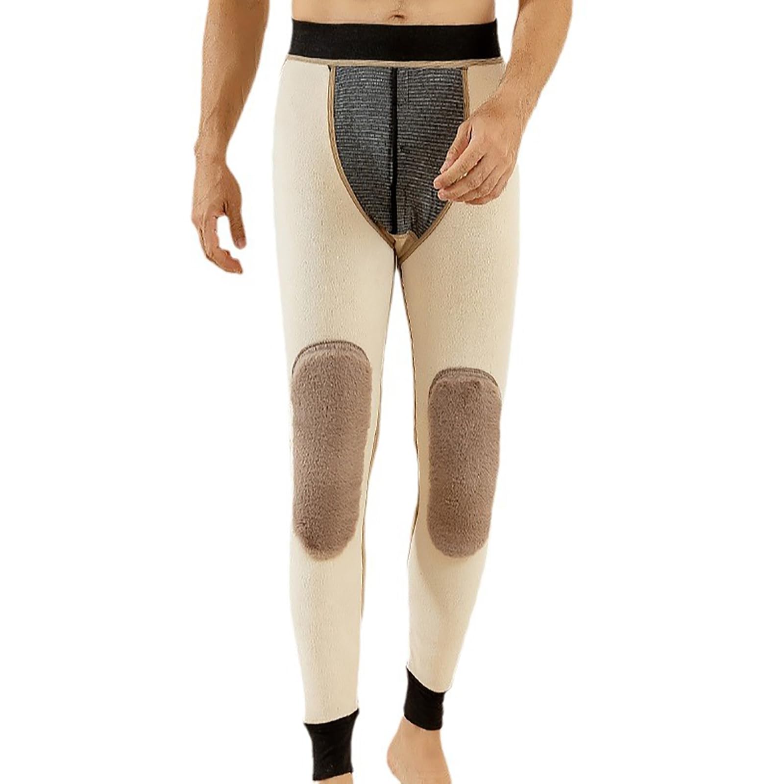 Pantalons Thermiques Hommes Bas Caleçon Long sous-Vêtements Chaud Hiver Couche de Base Leggings(Size:XXL,Color:Noir)