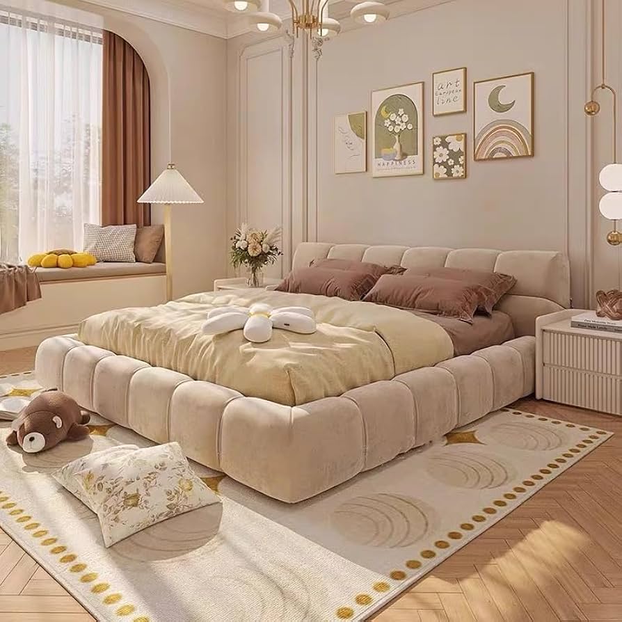 【クイーン　ホワイト】シンプルでスタイリッシュなベッド＜フレームのみ＞ クイーンホワイト】シンプルでスタイリッシュなベッド＜フレーム