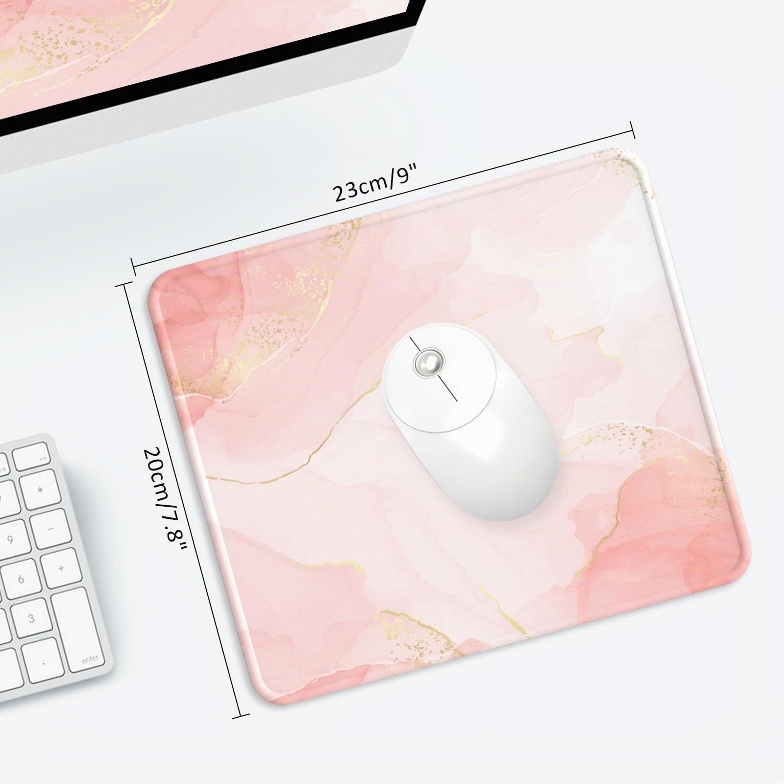 Alfombrilla Ratón Reposamuñecas,Gaming Mouse Pad Ergonómica con Apoyo de Gel,Alfombra Raton para Ordenador,reposamuñecas Raton con Base de PU Antideslizante (13-Oro Blush)