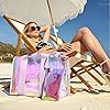 ALANTOP Sac de plage imperméable irisé pour femme – Grand sac fourre-tout résistant au sable avec design anti-basculement et poche imperméable pour piscine et voyage #1