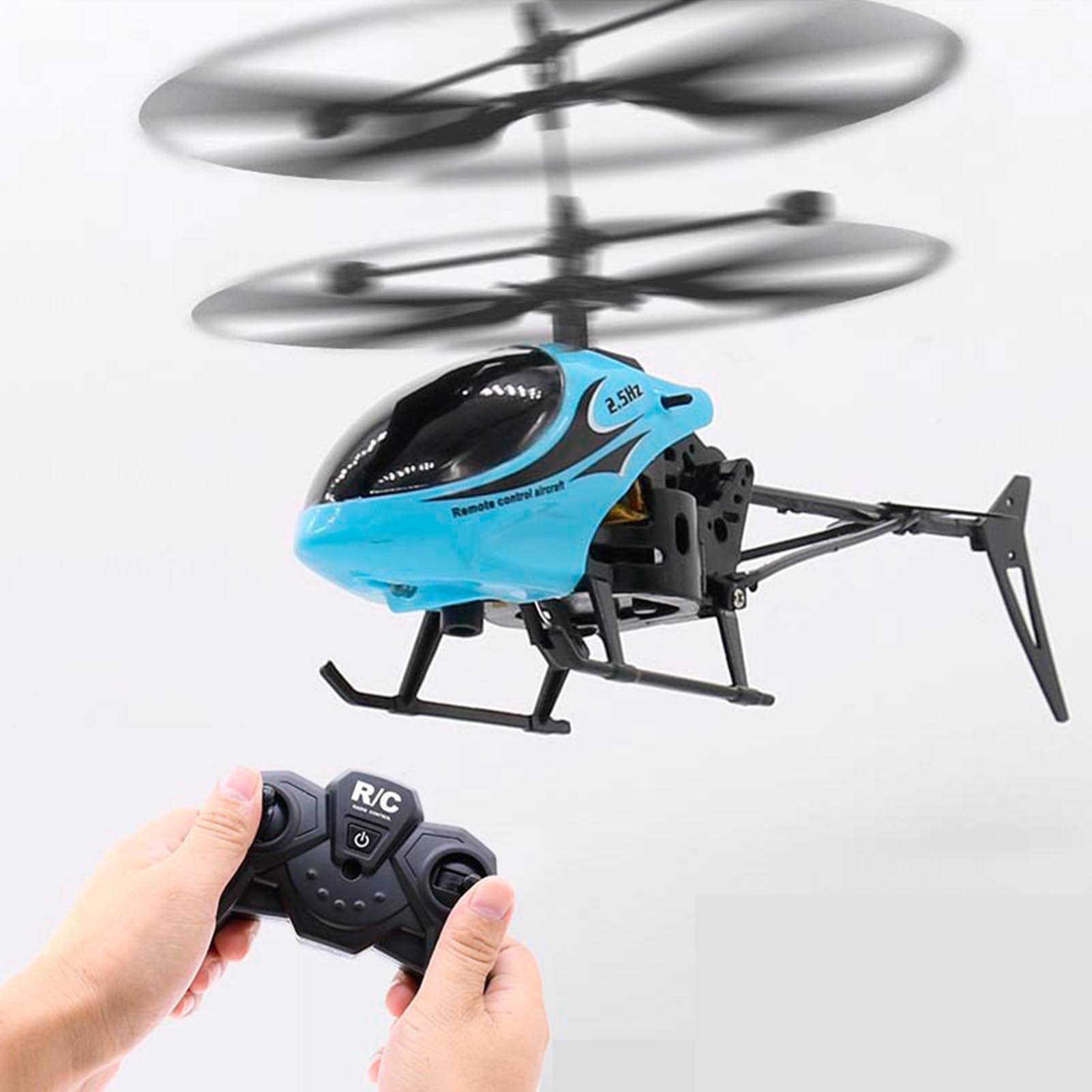 Jouet Hélicoptère RC pour Enfants, Vol Intérieur et Extérieur, Résistant aux Chutes, Télécommande avec Fonctions Bidirectionnelles (Bleue)