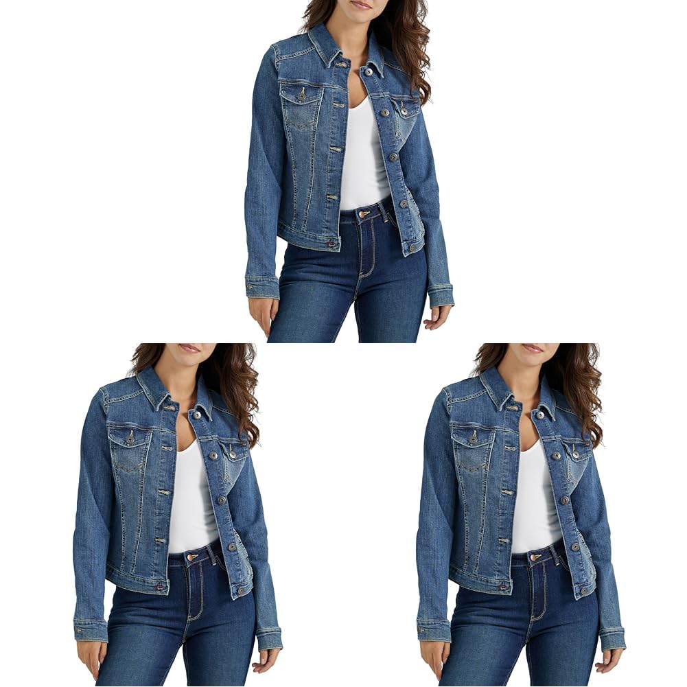 Wrangler Authentics Stretch Denim Jacket, Weathered, Medium (Pack of 3)