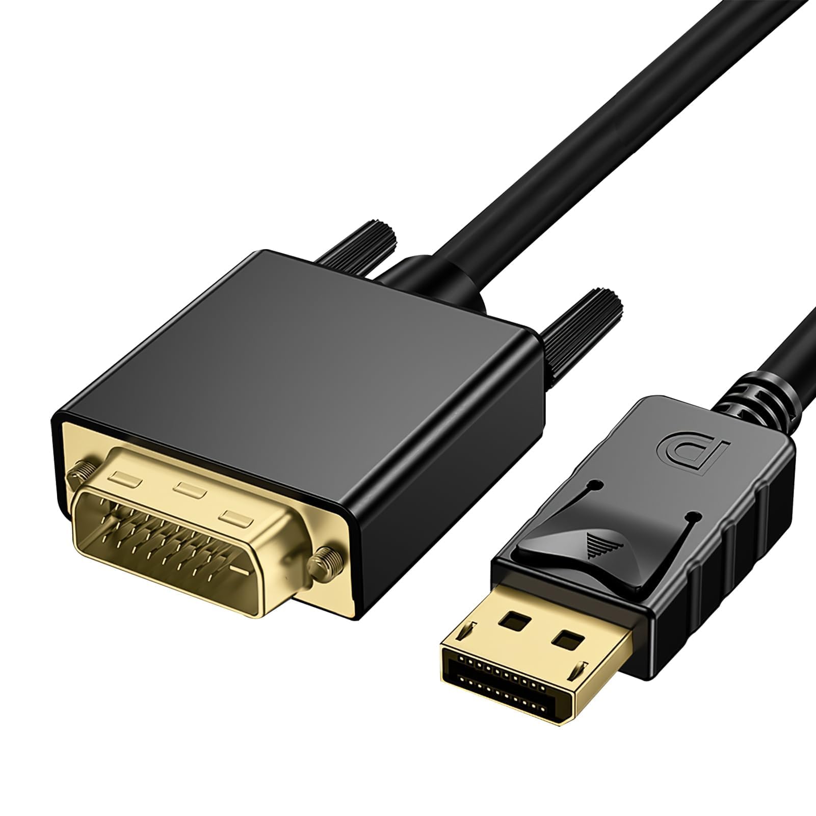 Cable DisplayPort a DVI-D de 1.8 m 1080p Resolución Full HD Conector Displayport a DVI Cables 24K Chapado-oro Compatible con PC Portátil Monitor Proyector Tarjeta Gráfica–Unidireccional