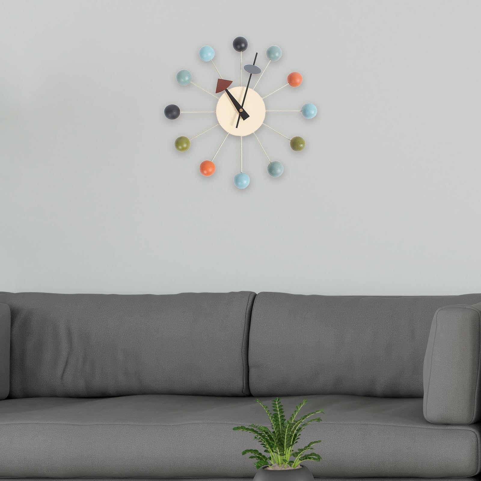 Milageto Große Wanduhr Modern, Holz 3D Wanduhr mit Kugeln, Silent Non-Ticking, batteriebetrieben, 32 cm, Kreative Candy Hängeuhr für Wohnzimmer Küche Büro, Bunter Ball