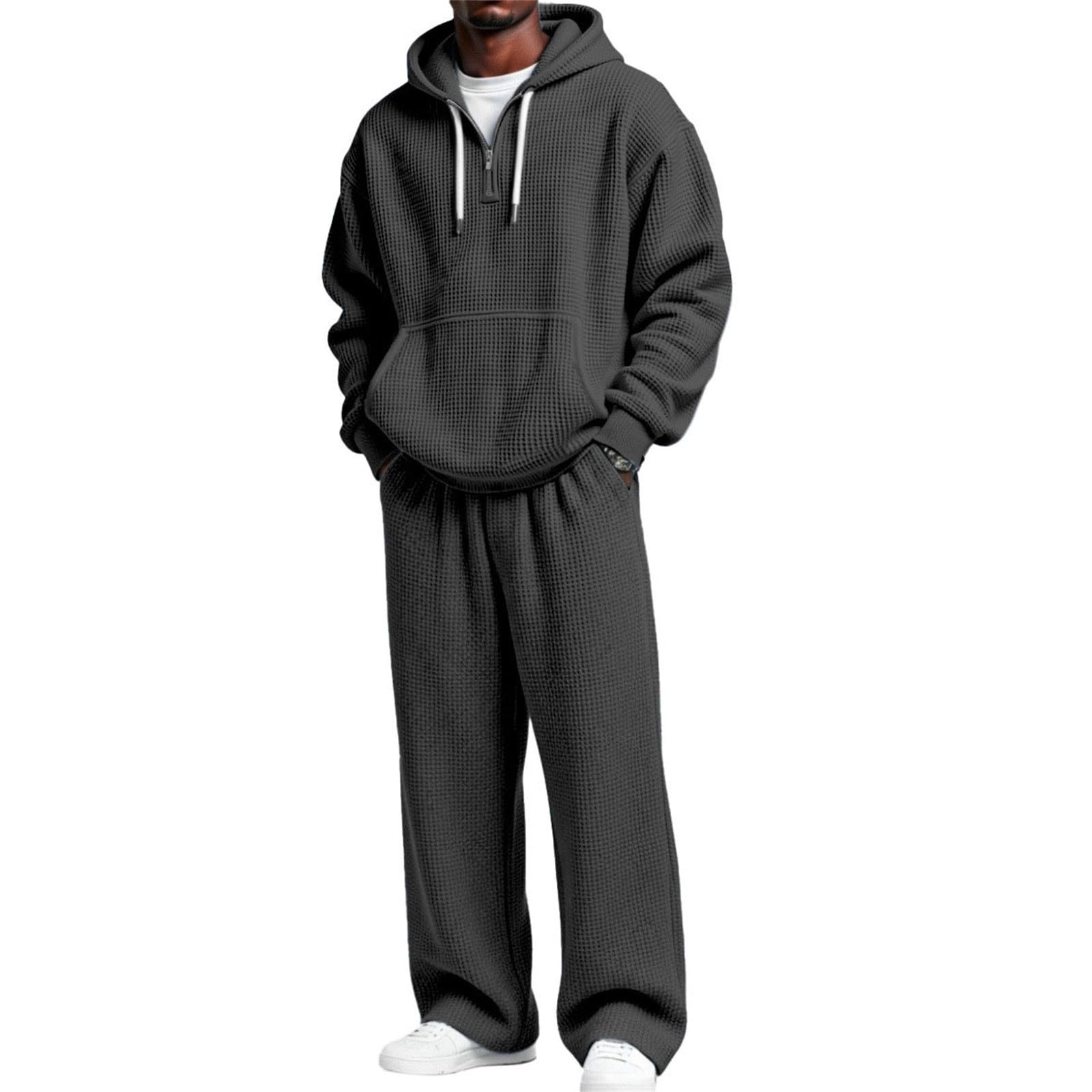 Mens Track Suits 2 Piece Set Hoodie and Sweatpants Casual Athletic Jogging Suit Drawstring Running Gym Sweat Suits