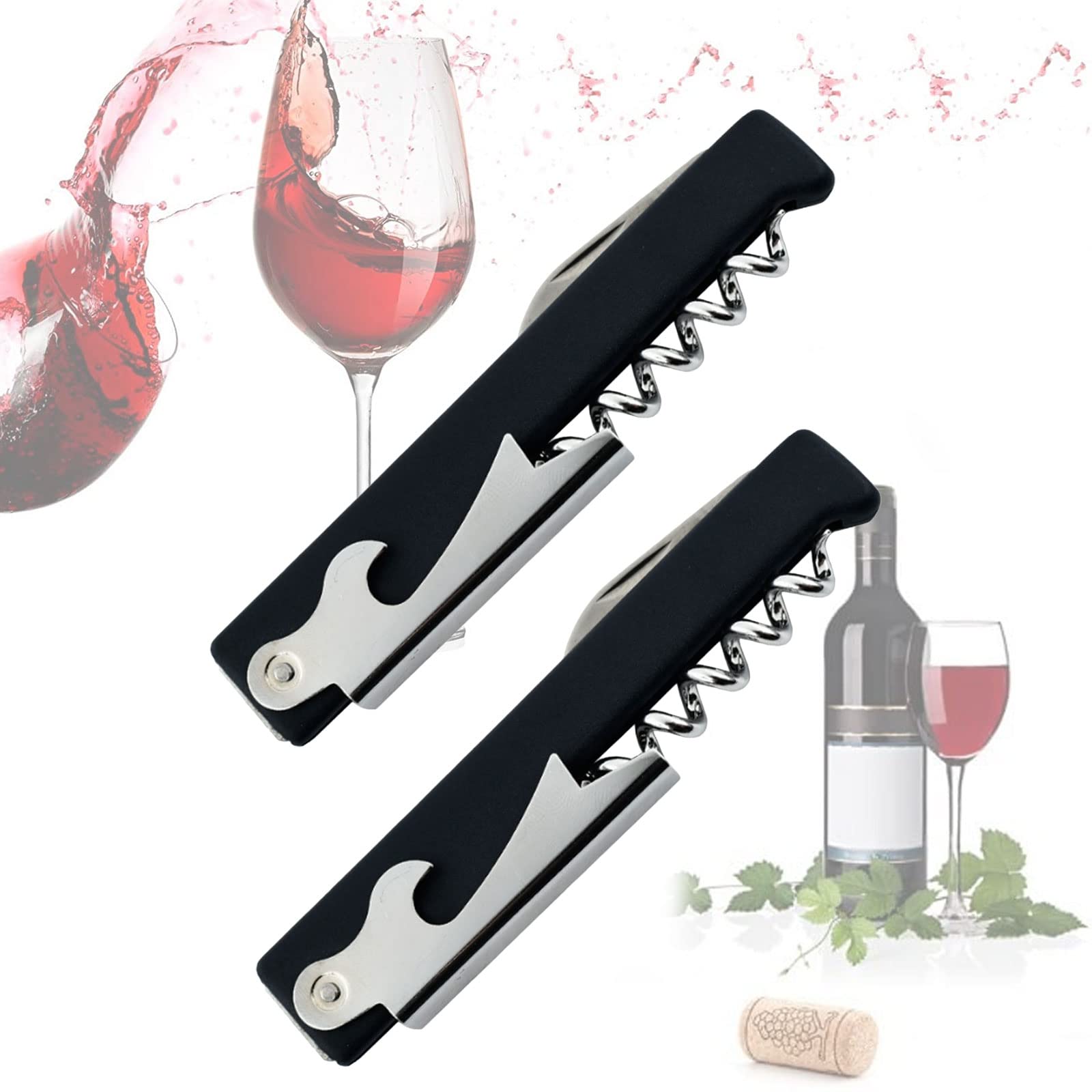 Amazon｜ワインオープナー 2個 ソムリエナイフ ワイン ナイフ 多機能