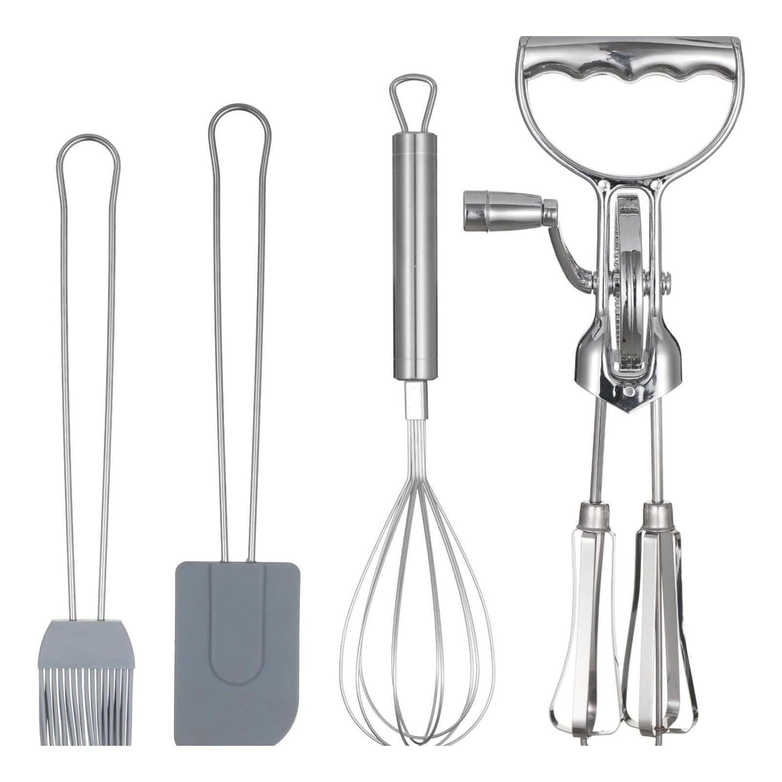 MALSSE Head Rotating Eggs Beater Collection 4 Tool with Silicone Accessories for Mixing Hand Cranks Eggs Mixers Baking Tool