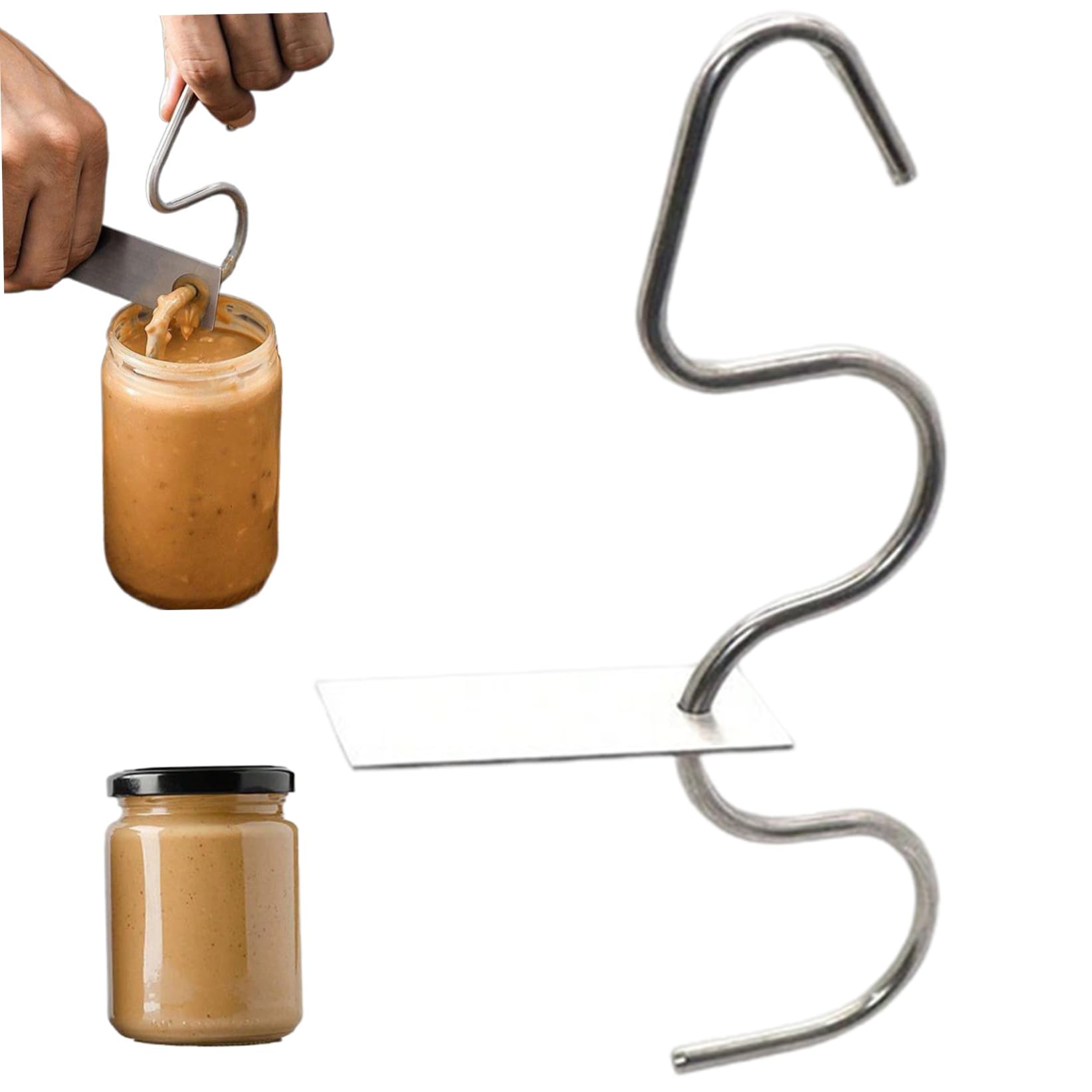 HoveeLuty Peanut Butters Stirrer Stainless Steel Peanut Butters Mixer Tool with Scraper Manual Butter Churner Easy to Clean Nut Butter Mixer for Various Butter Peanut Almond