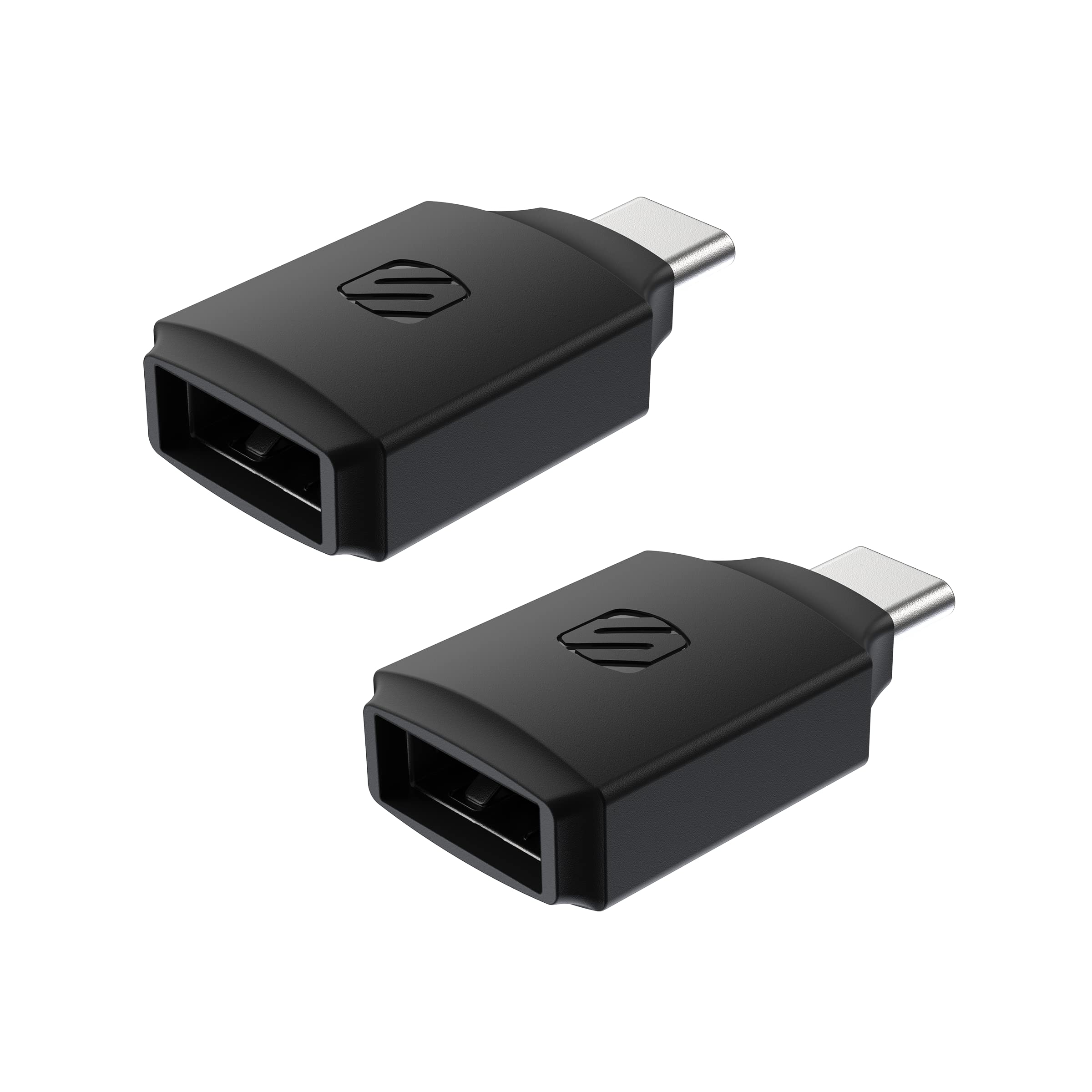 Scosche CAA2PK-SP Strikeline USB Type-A to USB Type-C Adapter 2-Pack – Black
