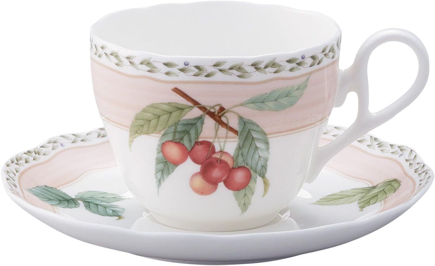 Noritake T97887/4911-2 Cup & Saucer (Coffee/Tea), 8.5 fl oz (250 cc), Orchard Garden Microwave Safe, Bone China