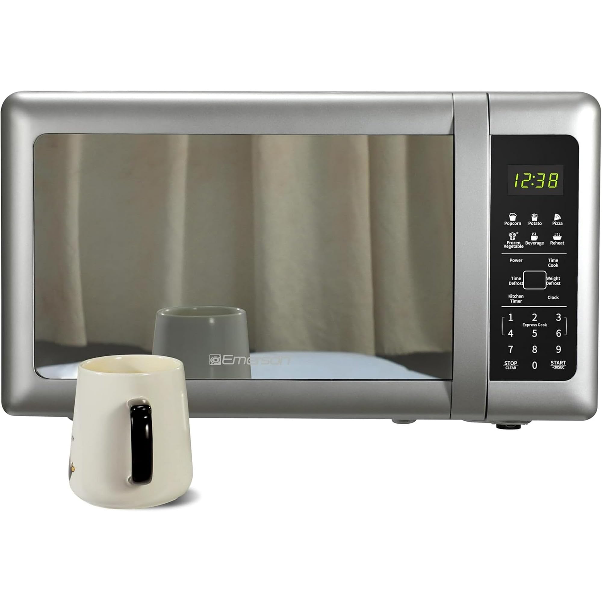 Compact 0 7 Cu Ft Countertop Microwave Oven with Mirror Finish - 700 Watts 10 Power Levels 6