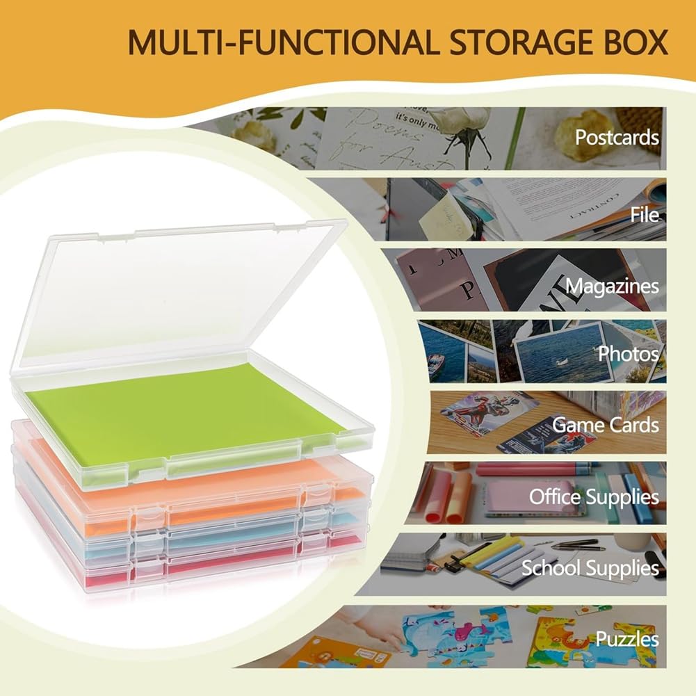 Pudełko Organizera do Segregatorów Papierowych, Album do Scrapbookingu 12x12 do Przechowywania Papieru, Zestaw 4 Plastikowych Pudełek do Przechowywania Dokumentów, Zestaw do Zdjęć