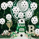 Party Port 12" Football/Soccer Theme Party Balloons For Birthday Decorations (Black & White) (Pack Of 30) - Rubber gallery image