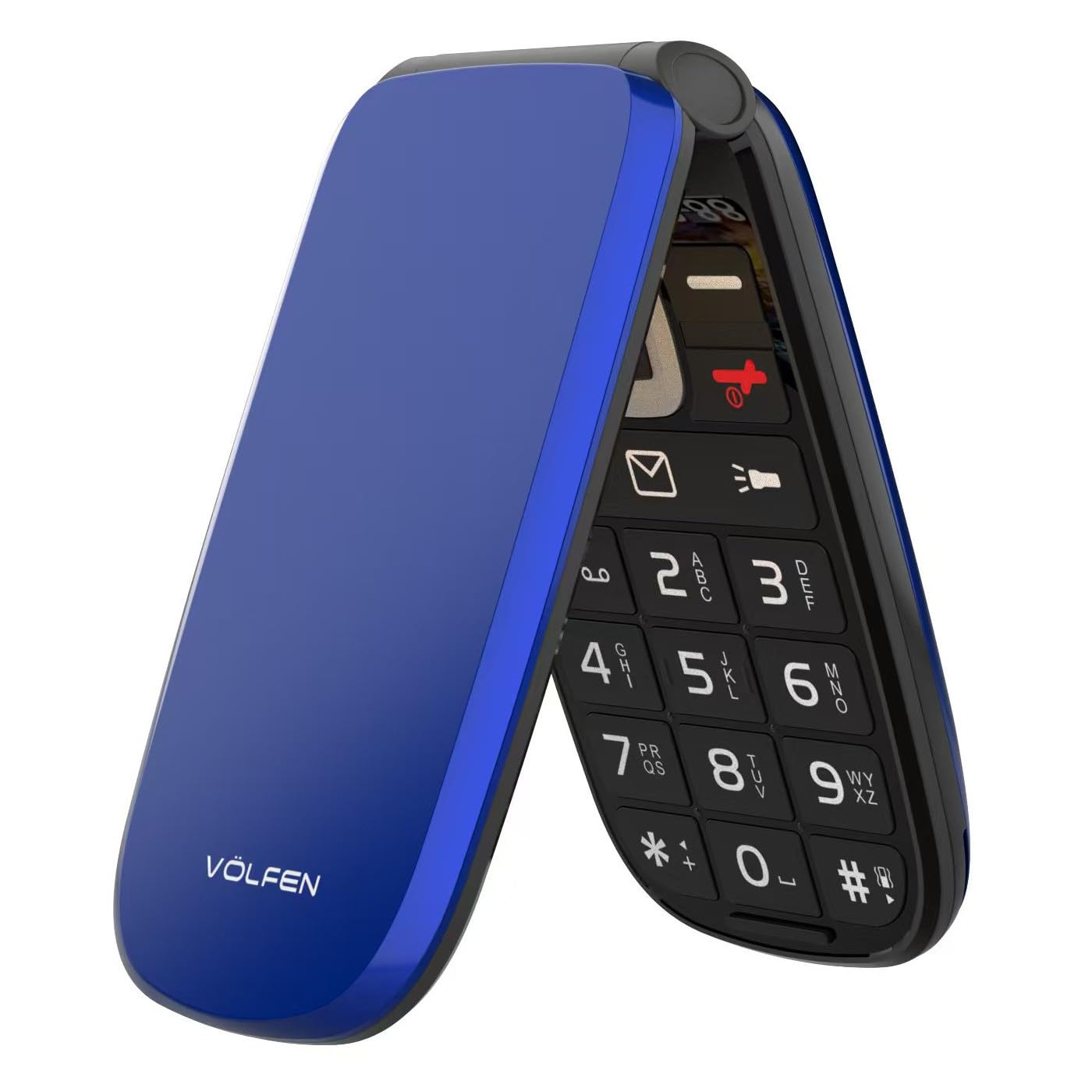 Astro Flip 4G telefon komórkowy dla seniorów z klapką, dużymi przyciskami i wyświetlaczem XXL 2,8 cala, przycisk SOS, łatwa obsługa, stacja ładująca USB-C, podwójna karta SIM (niebieski)