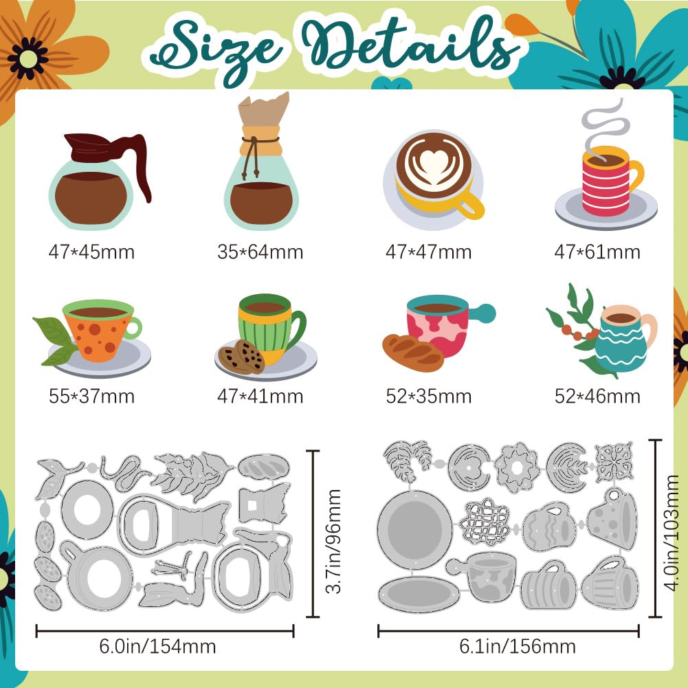 DELORIGIN Coffee Latte Art Cutting Dies Coffee Cup Card Making Die Stencil Metal Die Cuts Card Scrapbooking Embossing Template Dies for Greeting Cards Craft Paper Album Invitation Festive Decor - Image 2