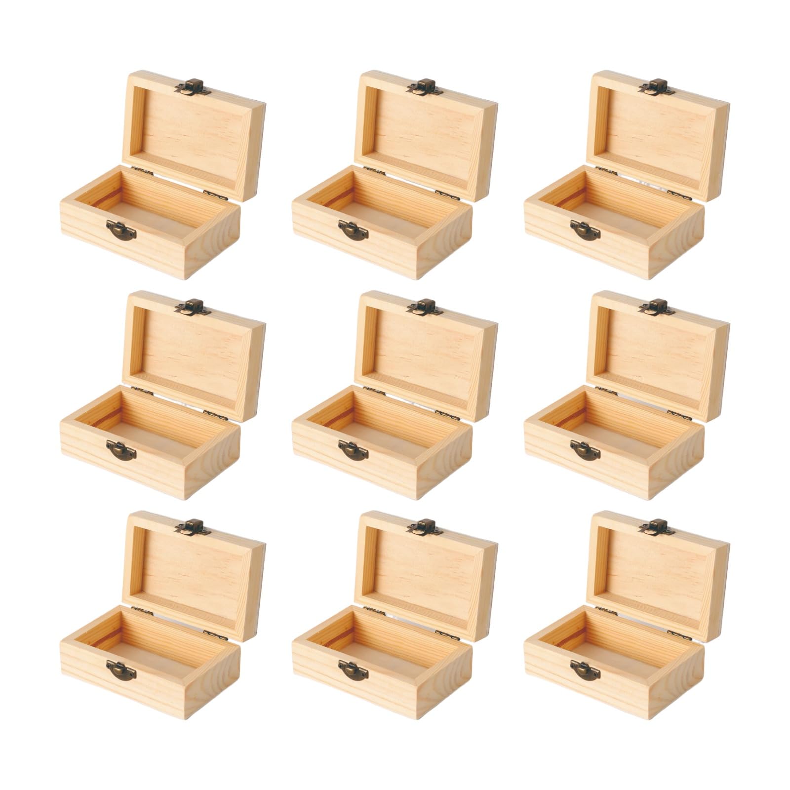 12 cajas de madera pequeñas para manualidades, 4.3 x 2.3 x 1.8 pulgadas, caja de madera sin terminar con tapa, caja de recuerdo para almacenamiento de joyas, manualidades