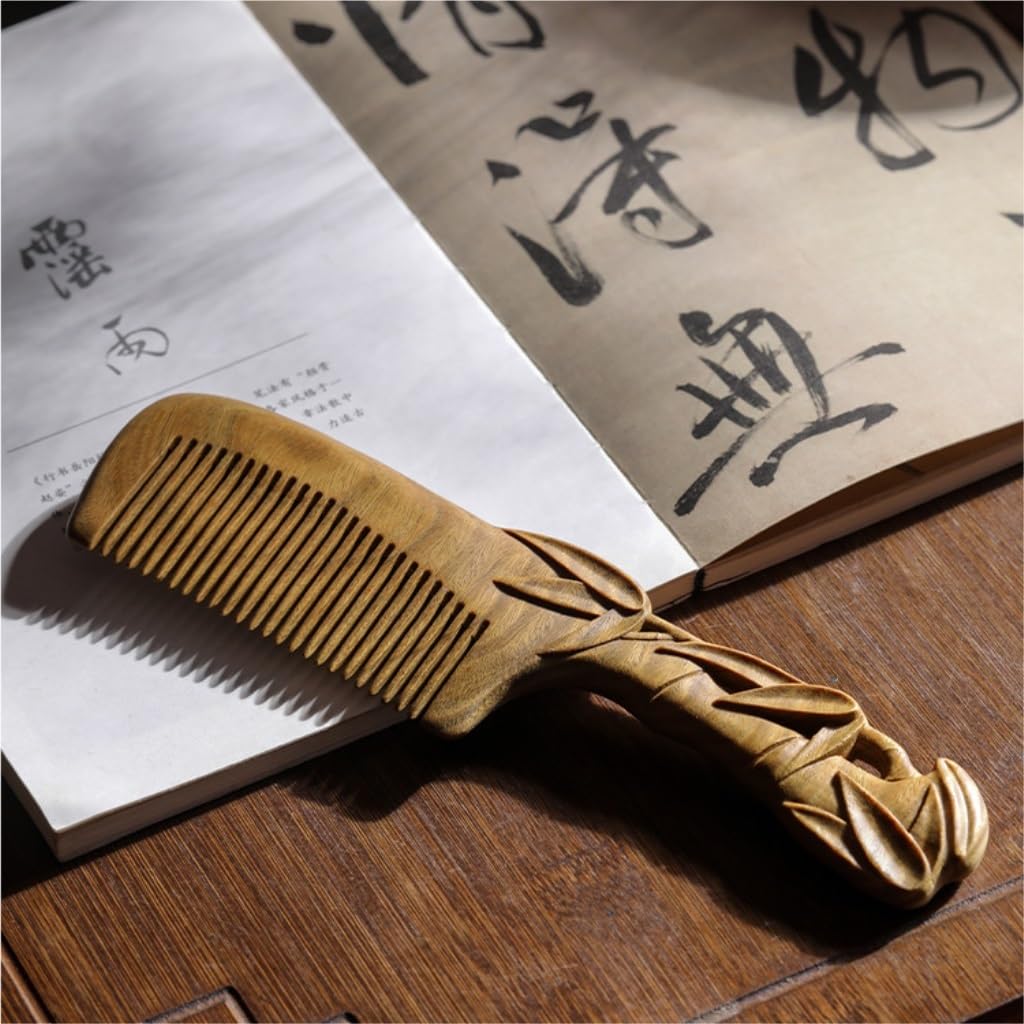 Peruka Grzebień Solid Wood Fine Tooth Comb Retro Massage Comb Bathroom Comb Suitable for Long Hair, Straight Hair, Wavy Hair, Curly Hair, Thick Hair Duże grzebienie do włosów