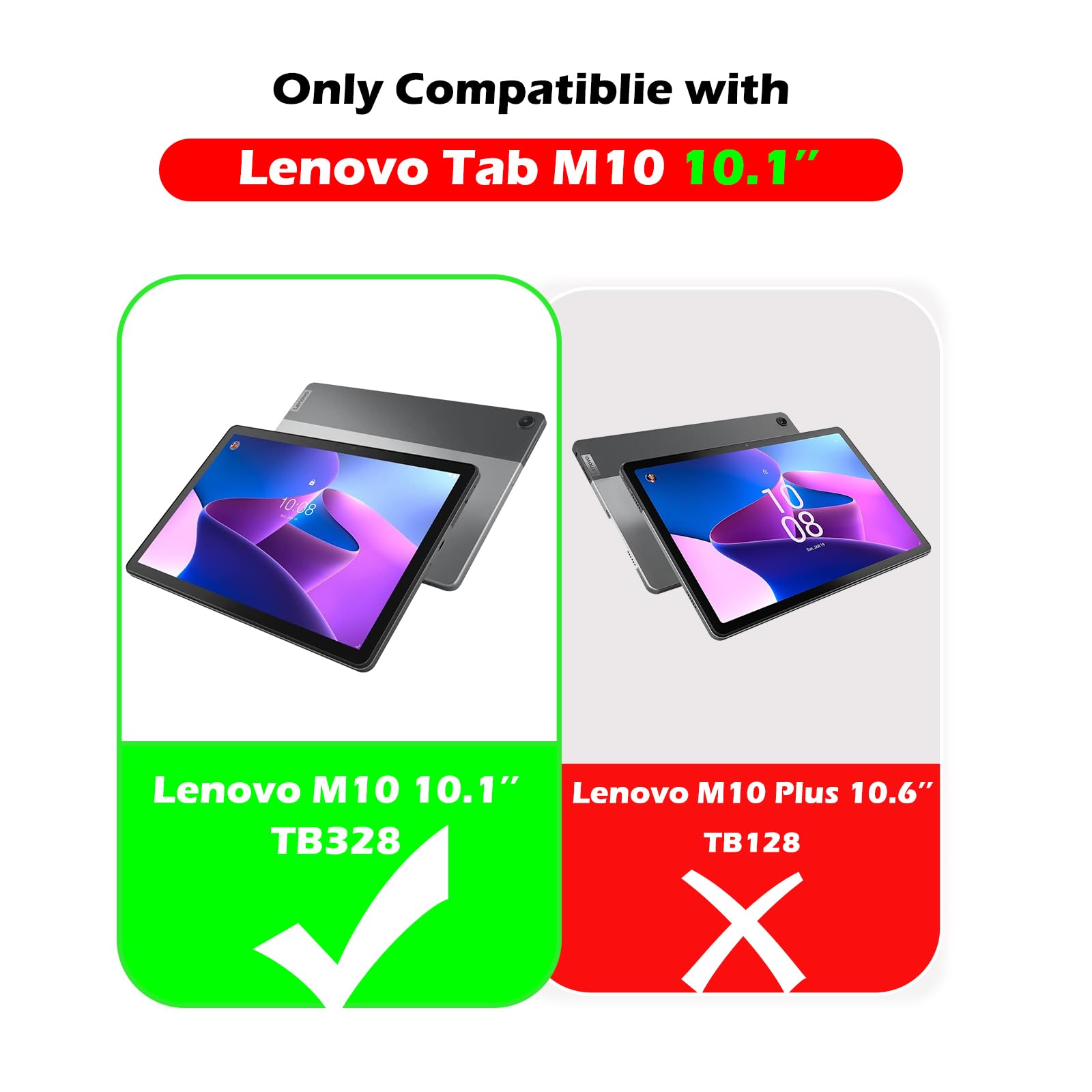 YRH Custodia Per Lenovo Tab M10 3a Gen 10,1 Pollici 2022, [Auto Wake/Sleep] Smart Ultra Slim Custodia In Pelle Leggera Flip Cover Per 10" Lenovo Tab M10 (3rd Gen) [TB328FU /TB328XU] (Viola - Foto 6